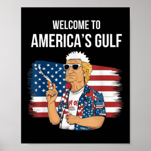 Poster Saudação Do Patriótico Praia Do Golfo Da América