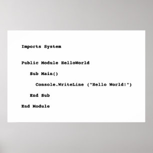 Poster Saudação Mundial do Visual Basic Hello