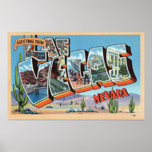 Poster Saudações Coloridas De Las Vegas P De Nevada