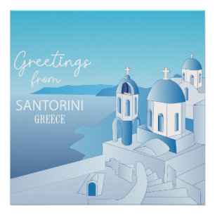 Pôster Saudações da Grécia Santorini