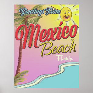 Poster Saudações Da Praia Do México Da Flórida