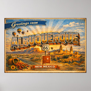 Poster Saudações de Albuquerque Cartão Postal Antigo