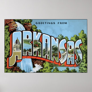 Pôster Saudações De Arkansas, Vintage