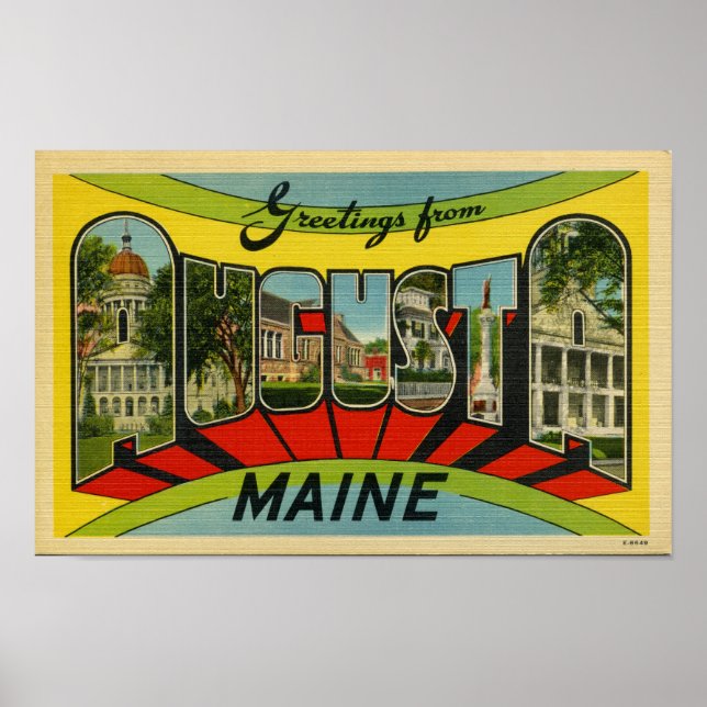 Pôster Saudações de Augusta, Maine Giant Postcard (Frente)
