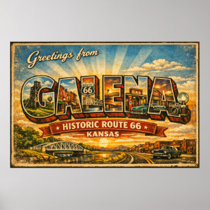 Poster Saudações de Galena Kansas Cartaz da Rota 66
