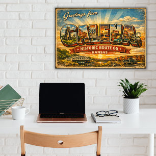 Poster Saudações de Galena Kansas Cartaz da Rota 66