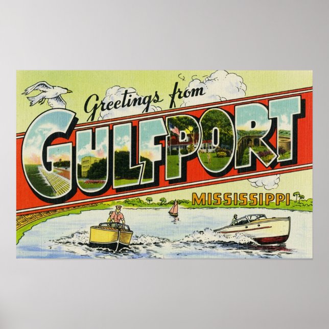 Poster Saudações de Gulfport Mississippi (Frente)