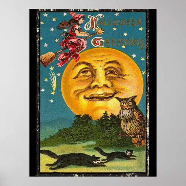 Poster Saudações de Halloween Vintage (Frente)