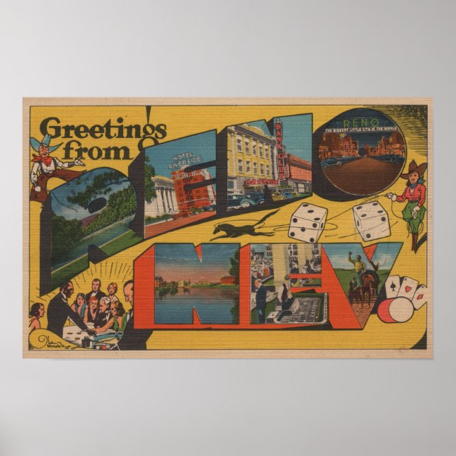 Poster Saudações de Reno, Nevada, Reno, NV (Frente)