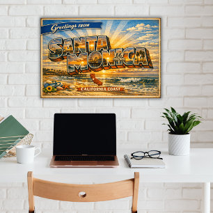 Poster Saudações de Santa Mônica Cartão Postal Antigo