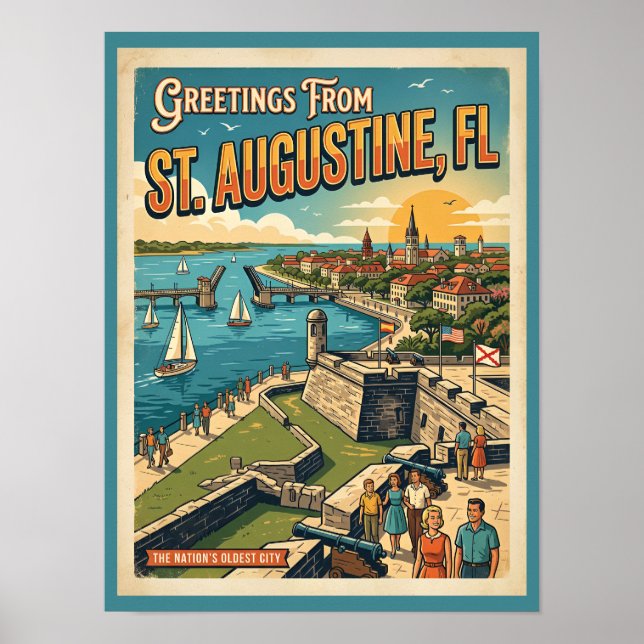 Poster Saudações de St Augustine Retro (Frente)