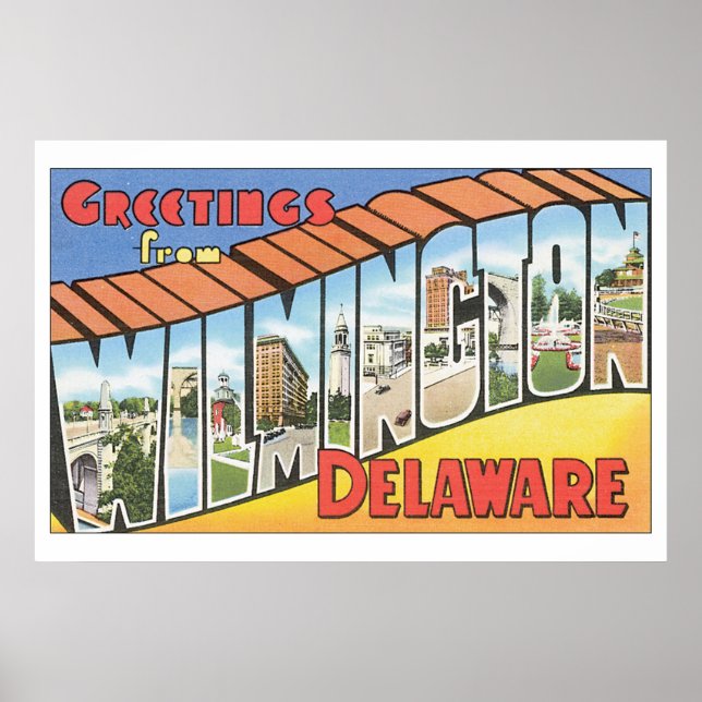 Poster Saudações de Wilmington Delaware_Viagens vintage (Frente)