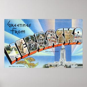 Poster Saudações Vintage De Nebraska Viagem