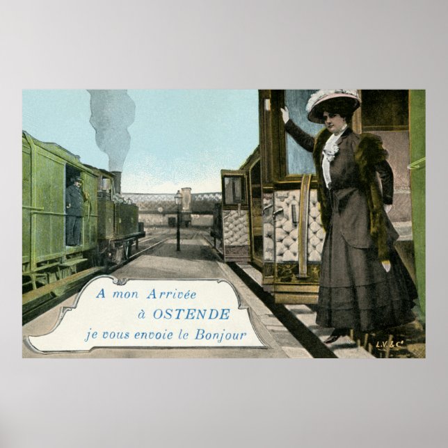 Poster Saudações Vintage de Ostend (Frente)