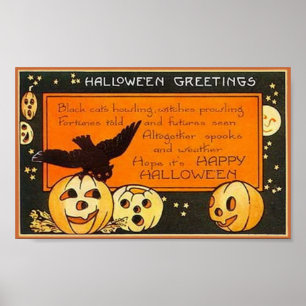 Pôster Saudações Vintage Halloween