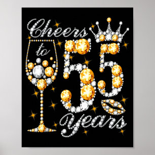 Poster Saúde aos 55 anos de idade feliz aniversário de 55