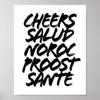 Poster Saúde aos Bonés Salud Noroc Proost Sante Grunge