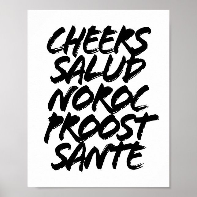 Poster Saúde aos Bonés Salud Noroc Proost Sante Grunge (Frente)