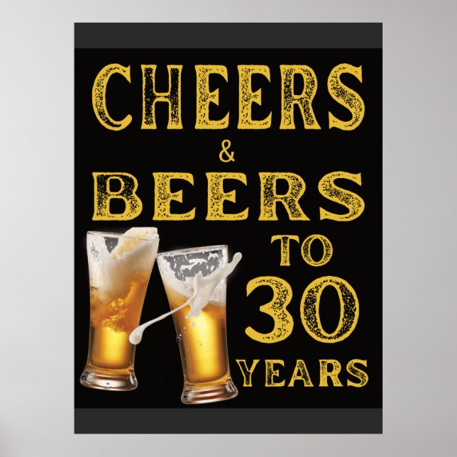 Poster Saúde e Cerveja aos meus 30 anos de aniversário en (Frente)