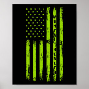 Poster Saúde Mental Consciência Americana Bandeira Milita