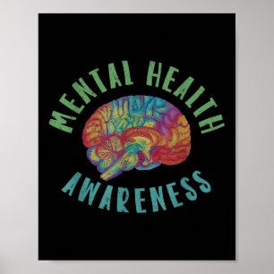 Poster Saúde mental Consciência Cérebro Arco-Íris