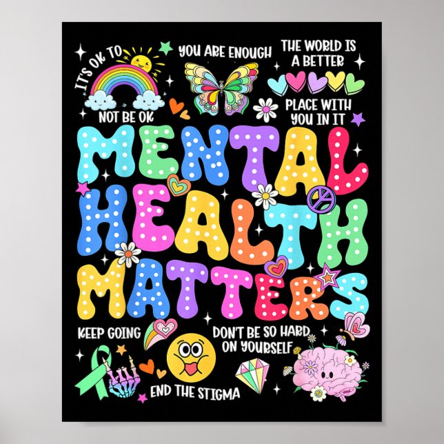 Poster Saúde mental consciência da doença do cérebro huma (Frente)