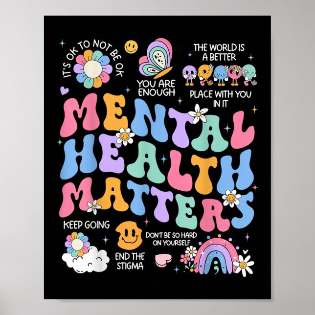 Poster Saúde Mental É Consciência Da Doença Cerebral Huma (Frente)