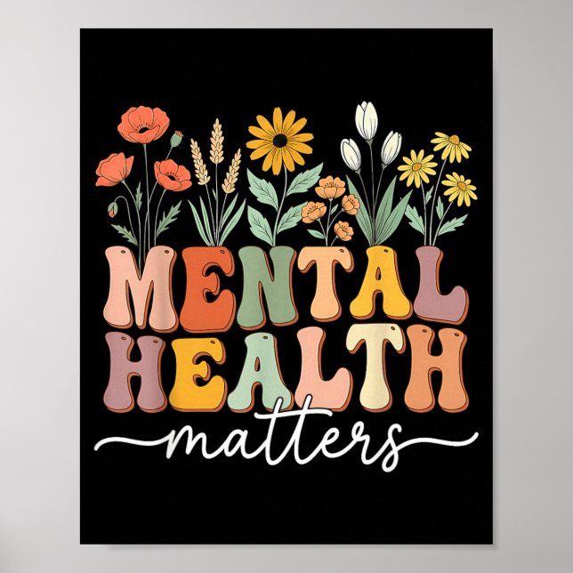 Poster Saúde Mental Importa Doença do Cérebro Humano (Frente)