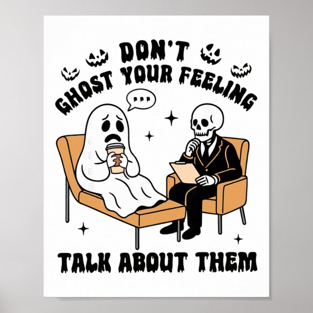 Poster Saúde Mental Não Ignore Seus Sentimentos Retro Hal (Frente)