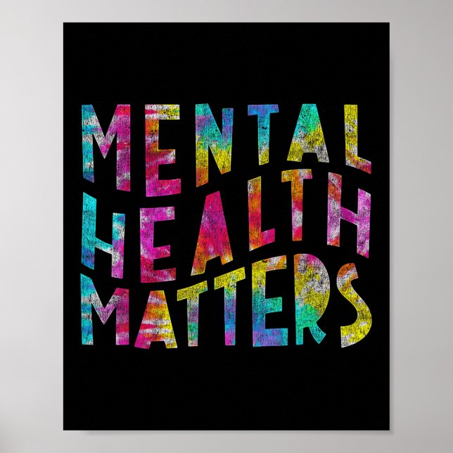 Poster Saúde Mental S Tie Dye Conscientização da Saúde Me (Frente)
