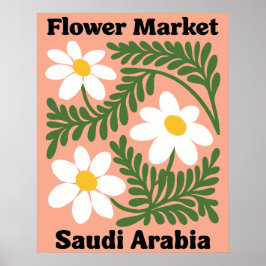Poster Saudi Arabia Flower Market White Daisy Wall