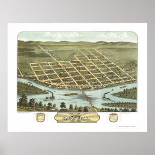 Poster Sauk City, WI Panoramic Map - 1870