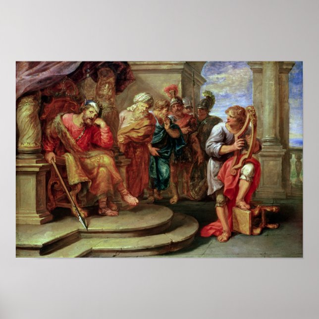 Pôster Saul ouvindo David tocando a Harp (Frente)