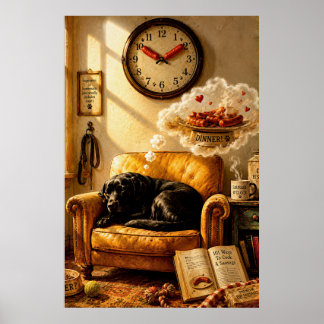 Poster Sausage O’Clock Dreamtime – Arte Surrealista de Cã