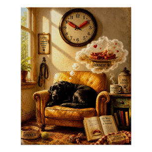 Pôster Sausage O’Clock Dreamtime – Arte Surrealista de Cã