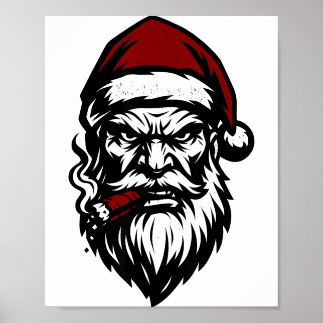 Poster Savage Santa Claus Smoking Cigar Christmas  (Frente)