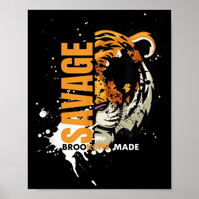 Poster Savage Tiger,brooklyn Made, Graphic Tees Tiger, Mo (Frente)