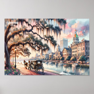 Poster Savannah Georgia Viagem Places aqucolor