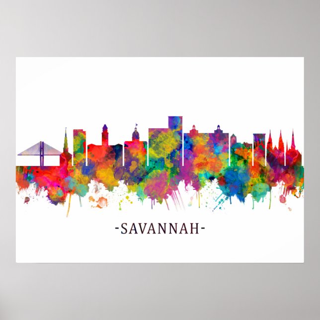 Poster Savannah USA Skyline (Frente)