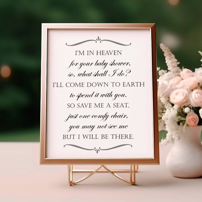 Poster Save Me A Seat Elegant Baby Shower Memorial Chair (Criador carregado)