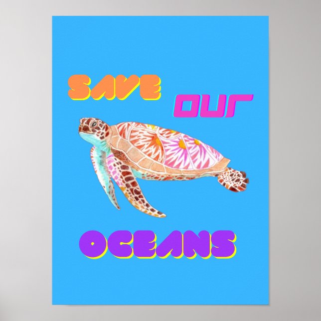 Poster Save Our Ocean Turtle  (Frente)