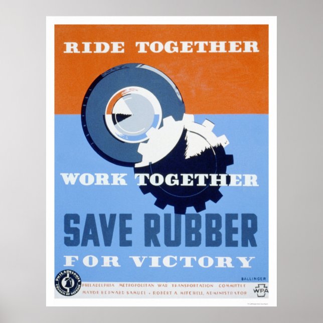 Pôster Save Rubber Commute 1943 WPA (Frente)