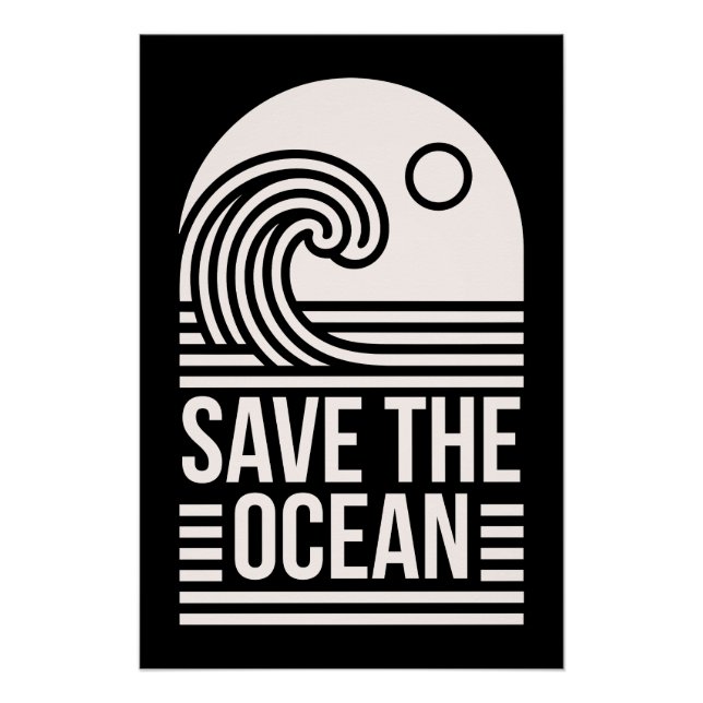 Pôster Save the ocean protection conservation volunteer (Frente)