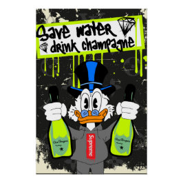 Pôster Save Water, Drink Champagne (Neon Drip Duck)