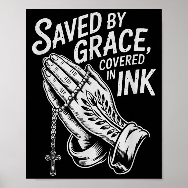 Poster Saved By Grace Covered In Ink Christian Faith Inke (Frente)