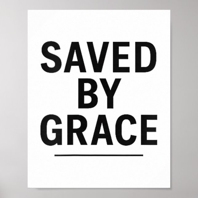 Poster Saved By Grace Minimalist Christian Graphic  (Frente)
