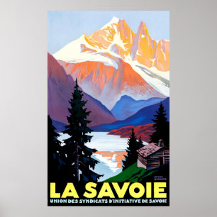 Poster Savoie, Alpes Franceses, Montanha, Viagens vintage