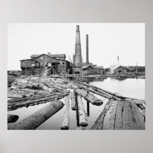 Pôster Sawmill, Marquette, Michigan, 1905