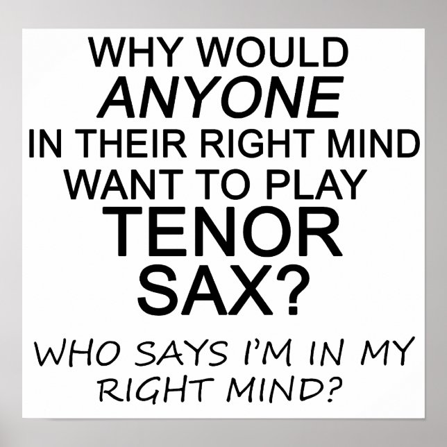 Poster Sax de Tenor da Mente Direita (Frente)