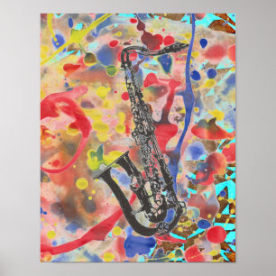 Pôster Saxofone Abstrato